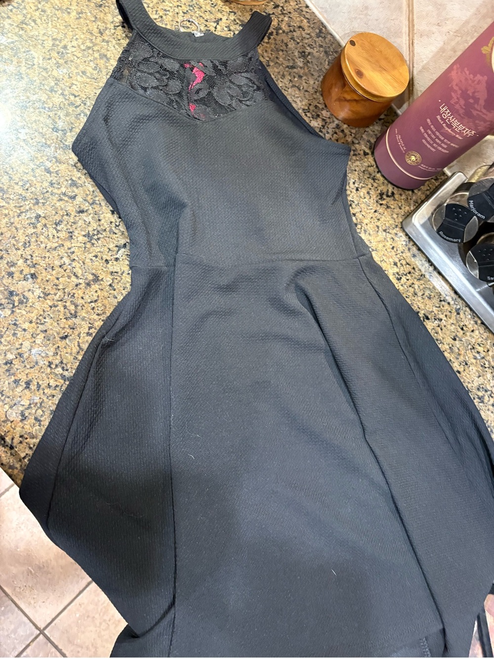 Justice Black Fit-and-Flare Dress with Lace Yoke